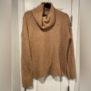 Banana Republic Size S Ribbed Front Cowl Turtle Neck Camel Tan   Sleeve Sweater